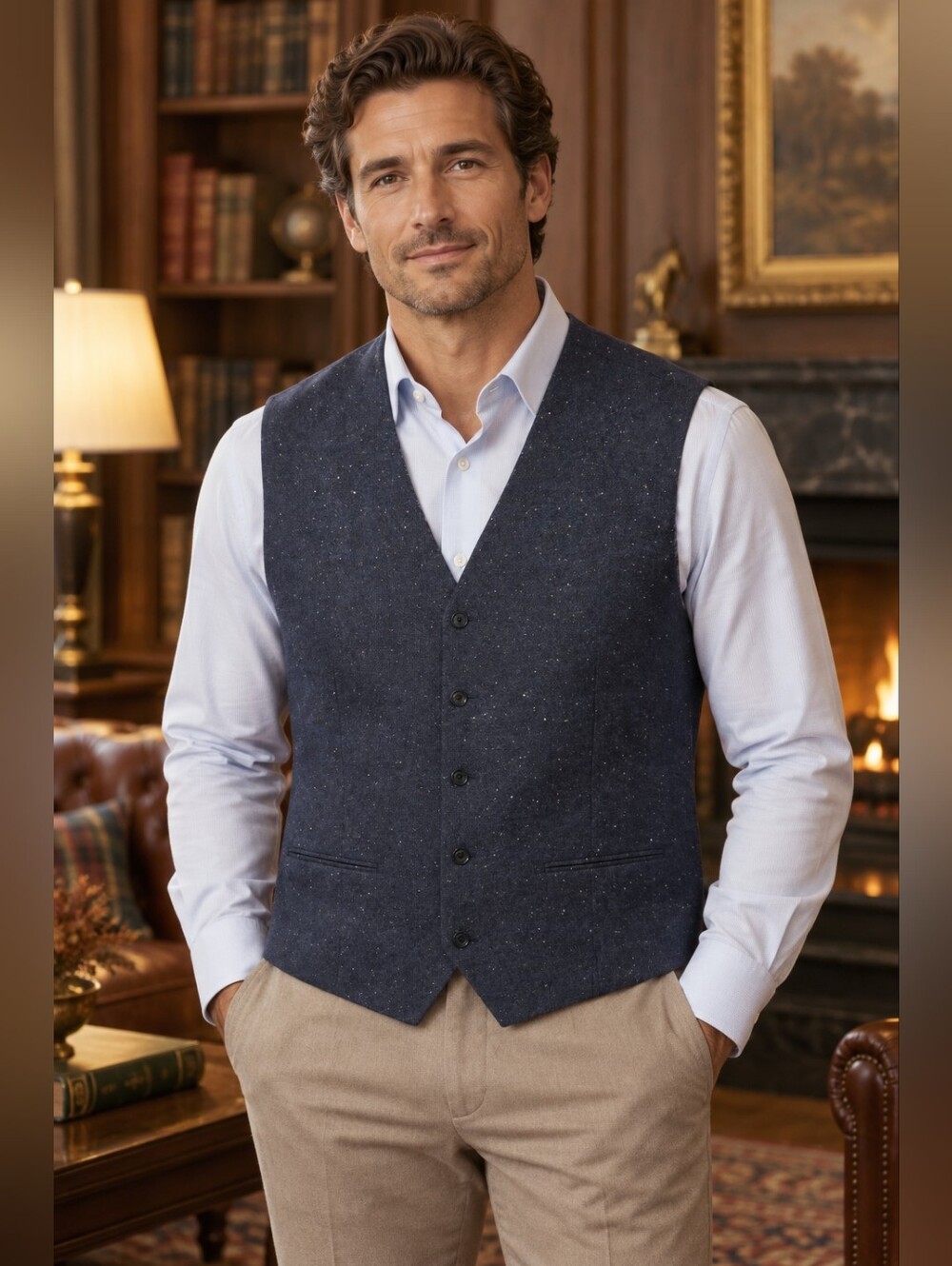 Joseph Abboud Vest 2X Navy Tweed Classic Tailored Wedding Quiet Luxury Preppy